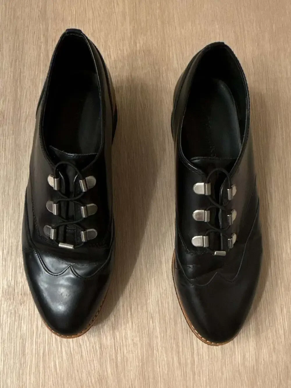 Rebecca Minkoff Black Leather Polly Platform Oxfords